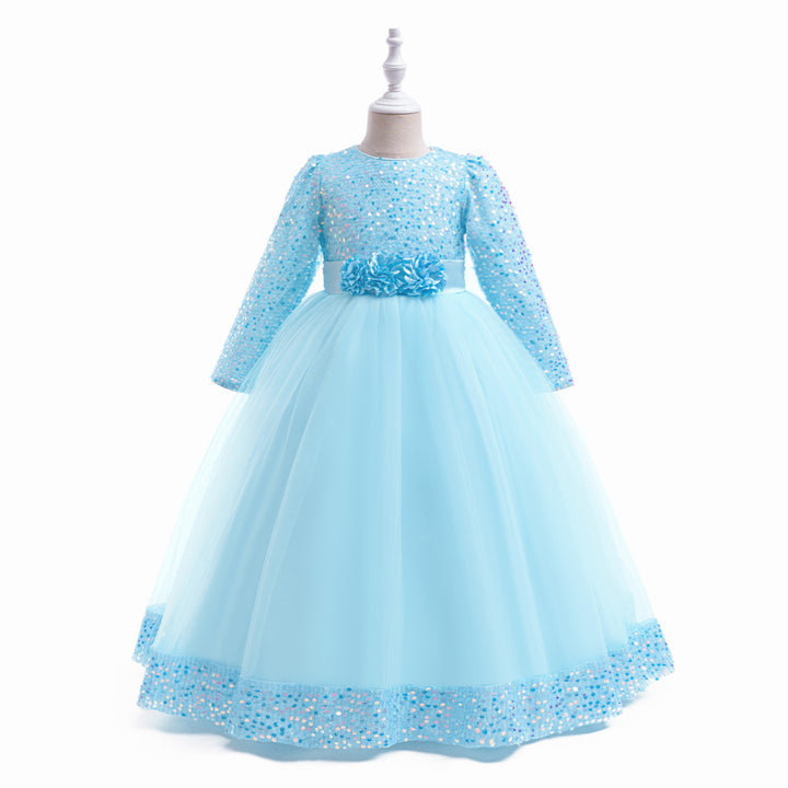 Girls Embellished Print Applique Fit & Flare Maxi Dress
