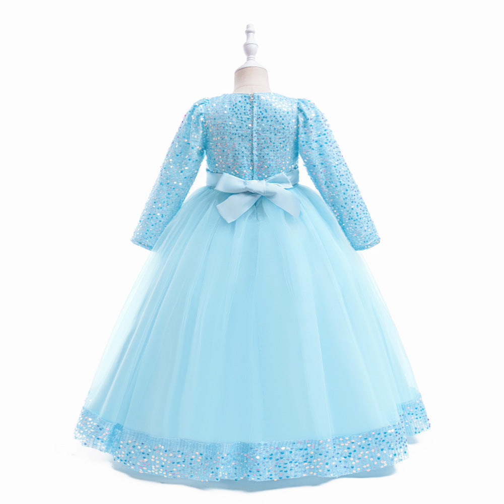 Girls Embellished Print Applique Fit & Flare Maxi Dress