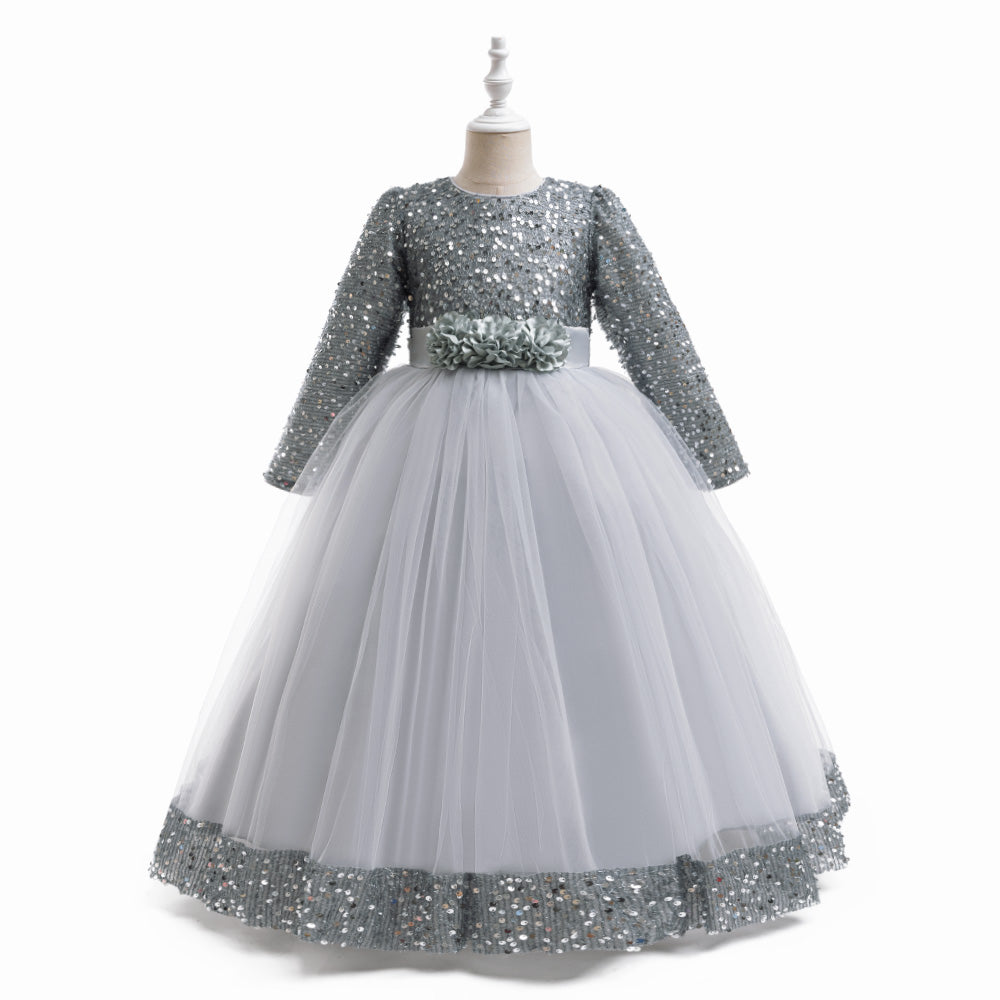 Girls Embellished Applique Fit & Flare Maxi Dress