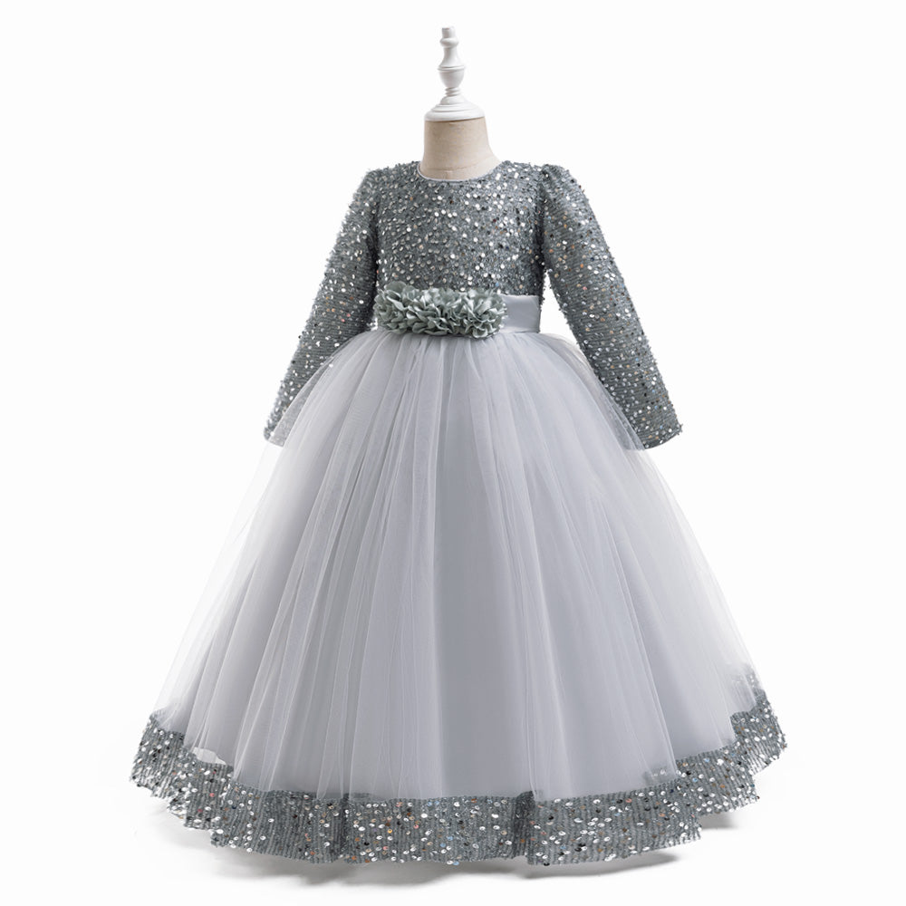 Girls Embellished Applique Fit & Flare Maxi Dress