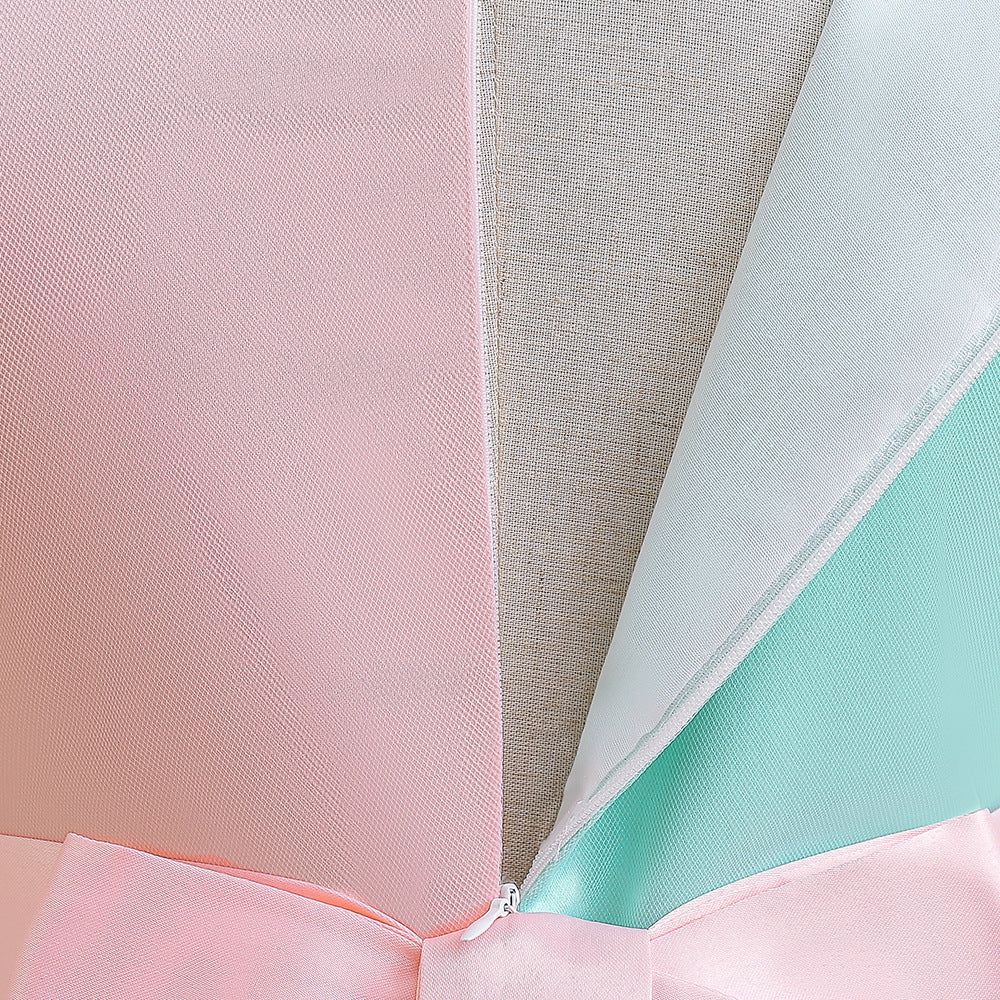 Green Girls Colourblocked Bow Detail Balloon Maxi Dress
