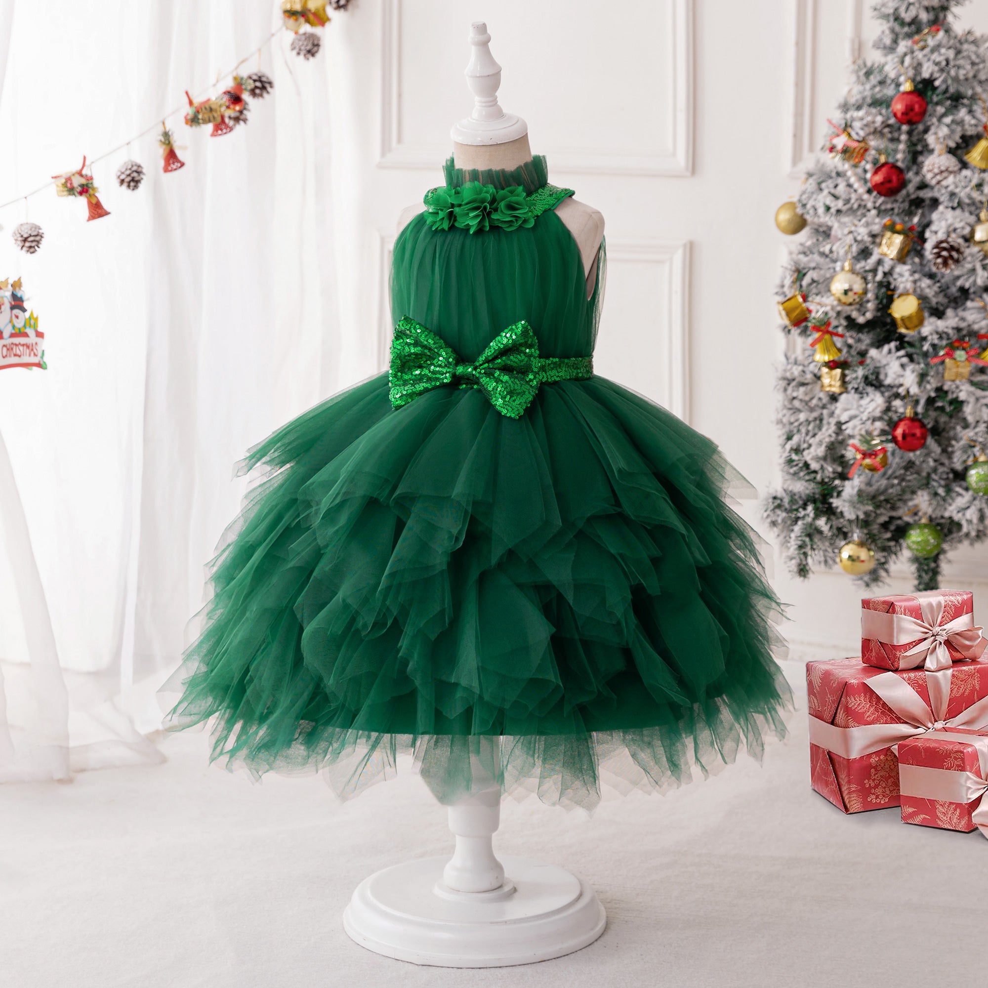 Girls Ruffled A-Line Dress
