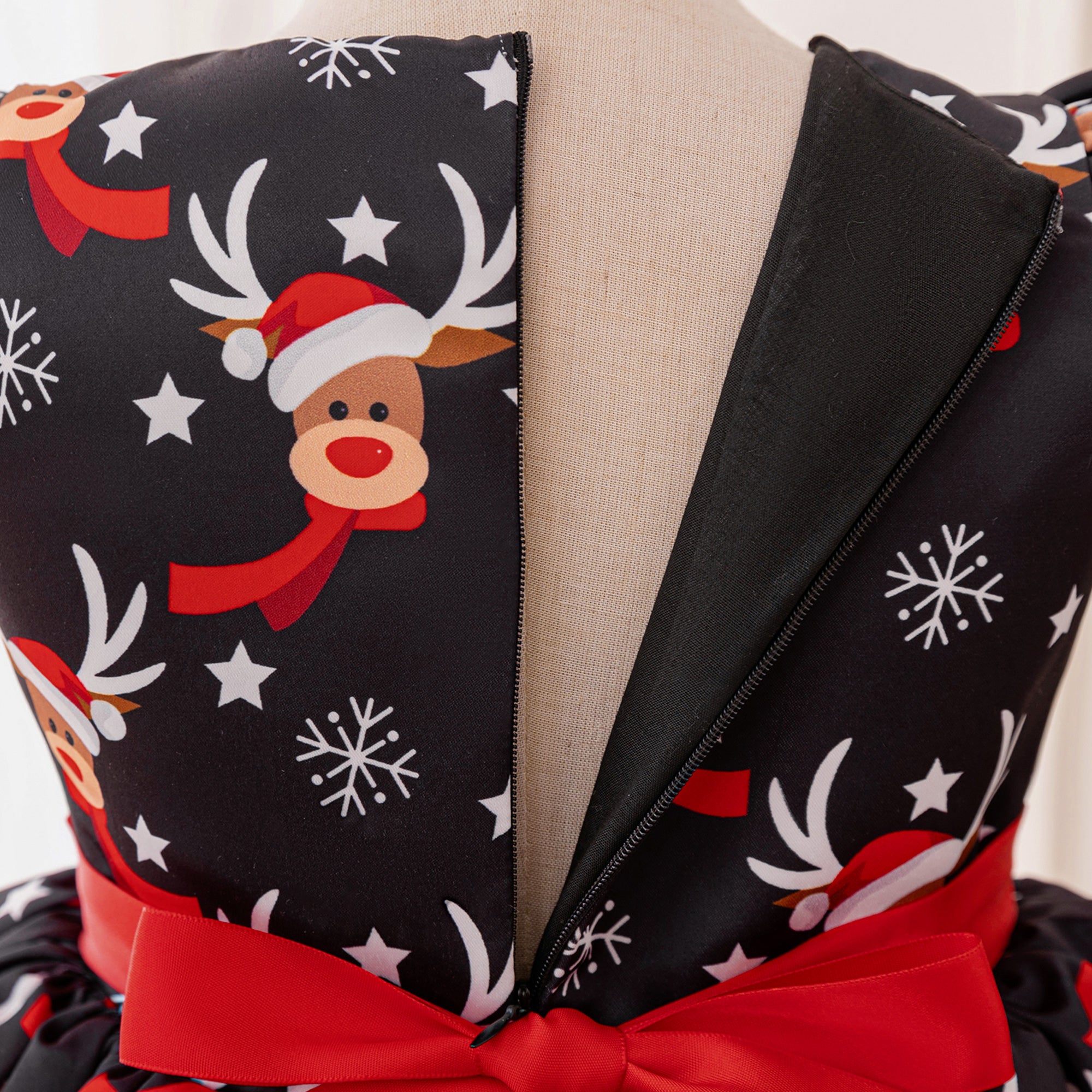 Girls Printed Bows Detailed Fit and Flare Dress