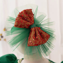 Girls Puff Sleeves Ruffled Balloon Dress With Hairband