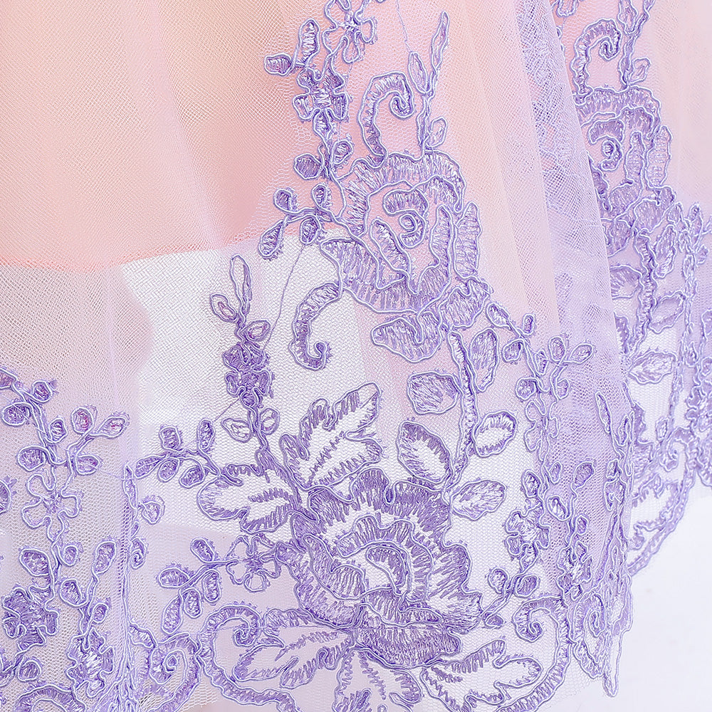 Purple & Pink Puff Sleeve Fit & Flare Maxi Dress