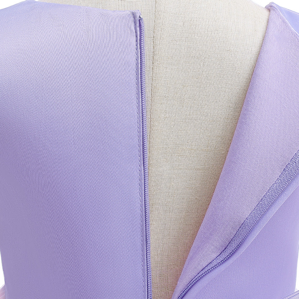 Purple & Pink Puff Sleeve Fit & Flare Maxi Dress