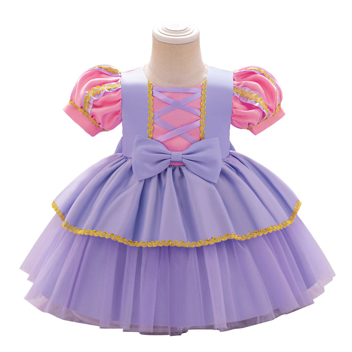 Girls Lace Inserts Self Design A-Line Dress