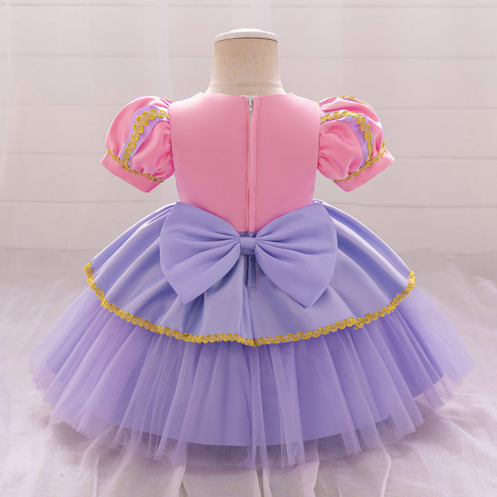 Girls Lace Inserts Self Design A-Line Dress