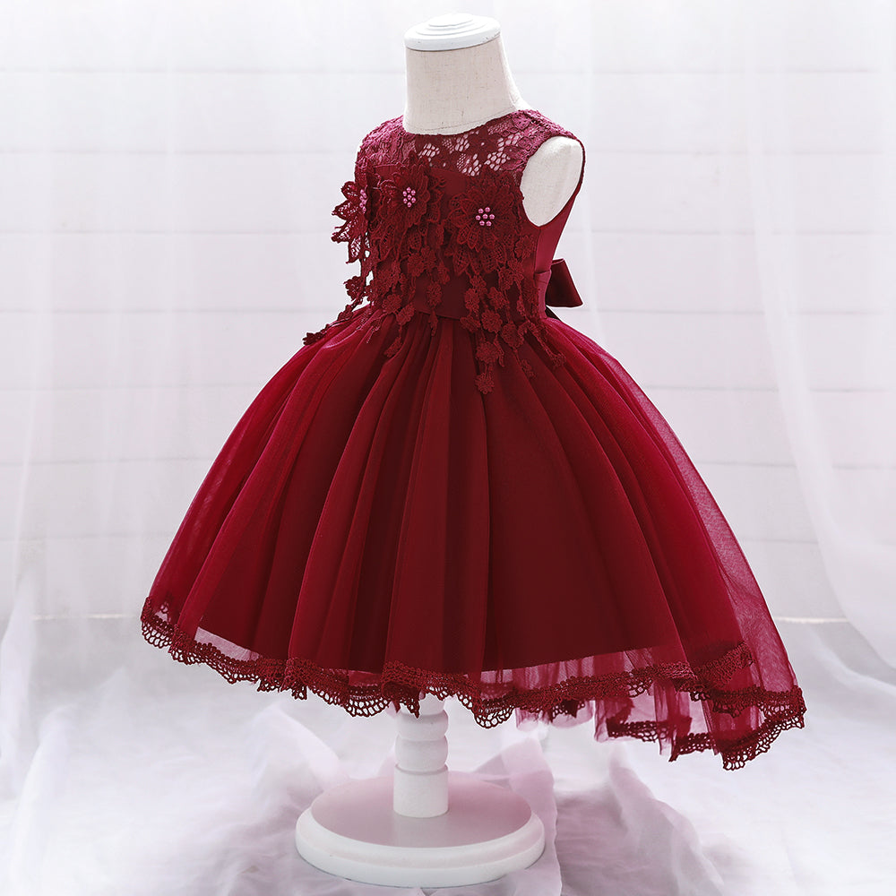Girls Floral Embellished Sleeveless Dress