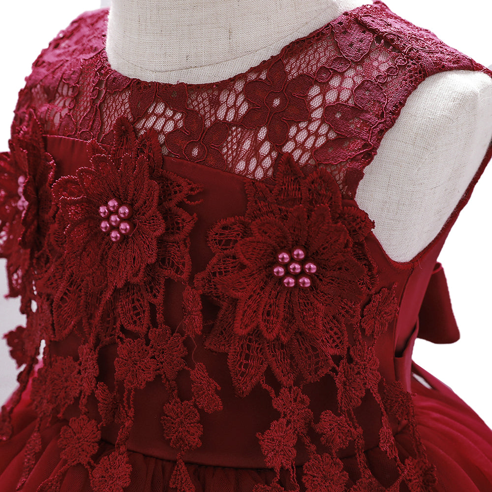 Girls Floral Embellished Sleeveless Dress