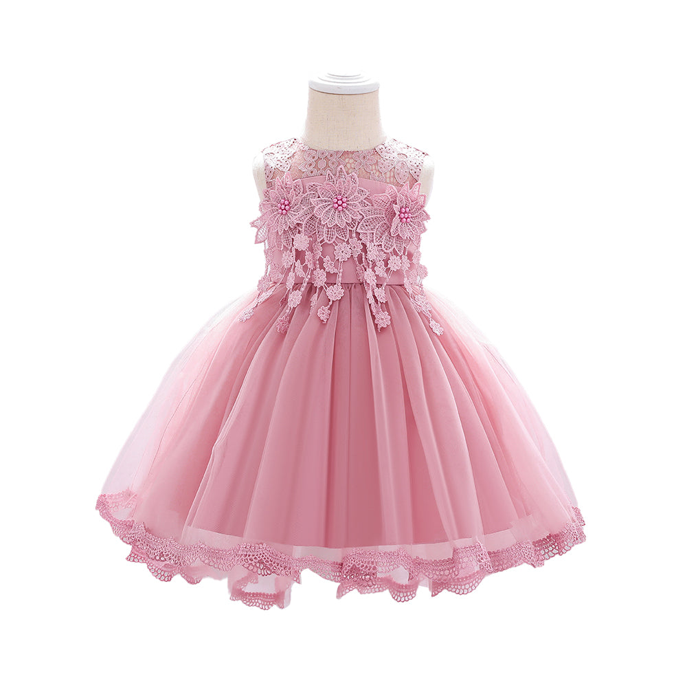 Pink & puce Embellished Embroidered Applique Fit & Flare Dress