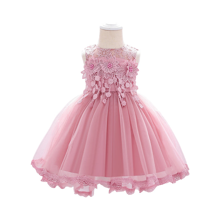 Pink & puce Embellished Embroidered Applique Fit & Flare Dress