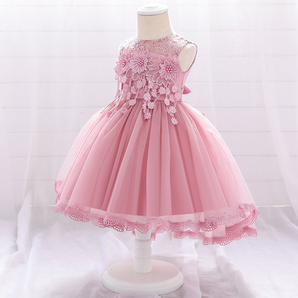 Pink & puce Embellished Embroidered Applique Fit & Flare Dress