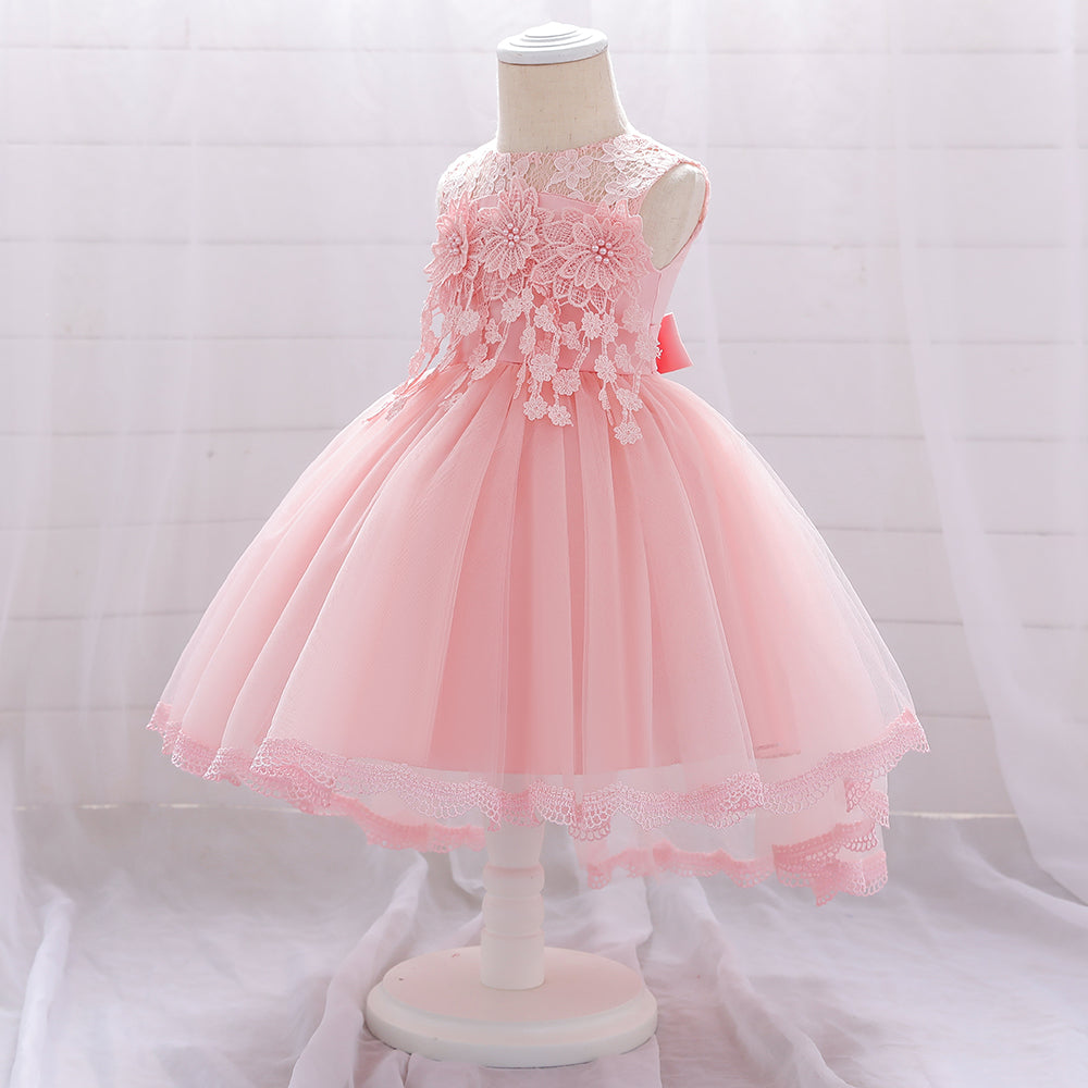 Pink Self Design Gathered Detail Fit & Flare Dress