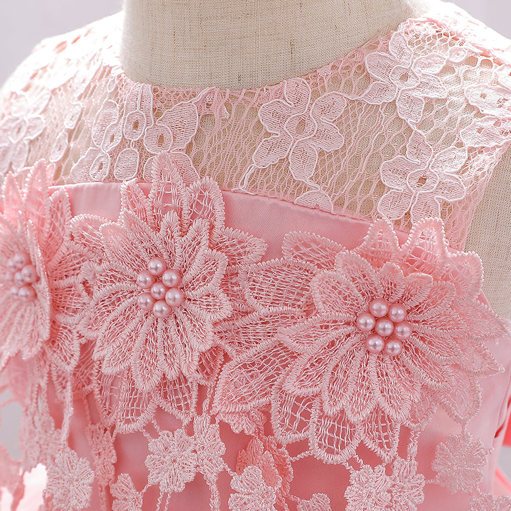 Pink Self Design Gathered Detail Fit & Flare Dress