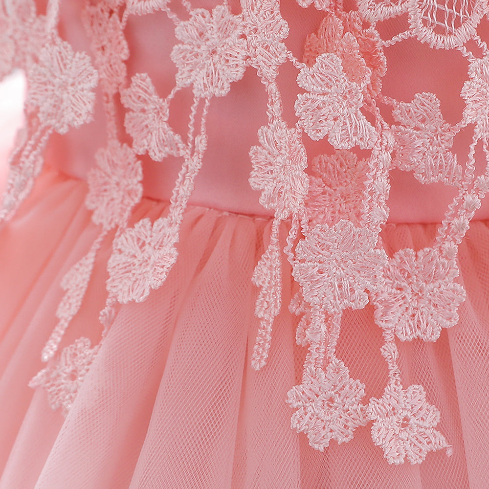 Pink Self Design Gathered Detail Fit & Flare Dress