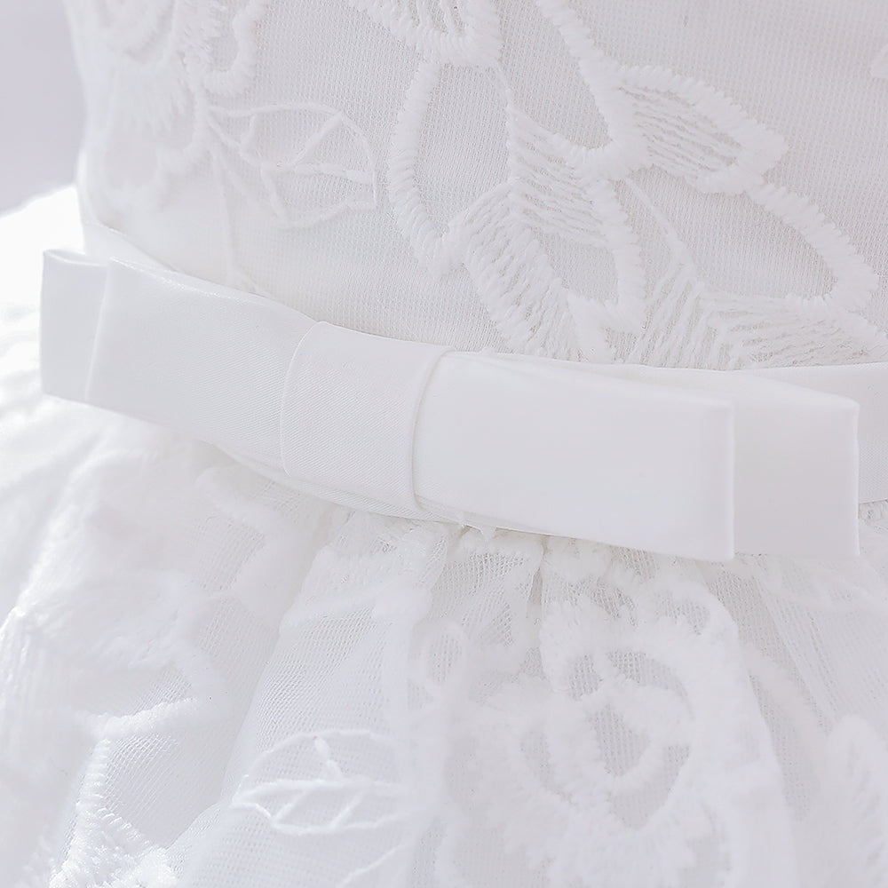 White Applique Fit & Flare Dress