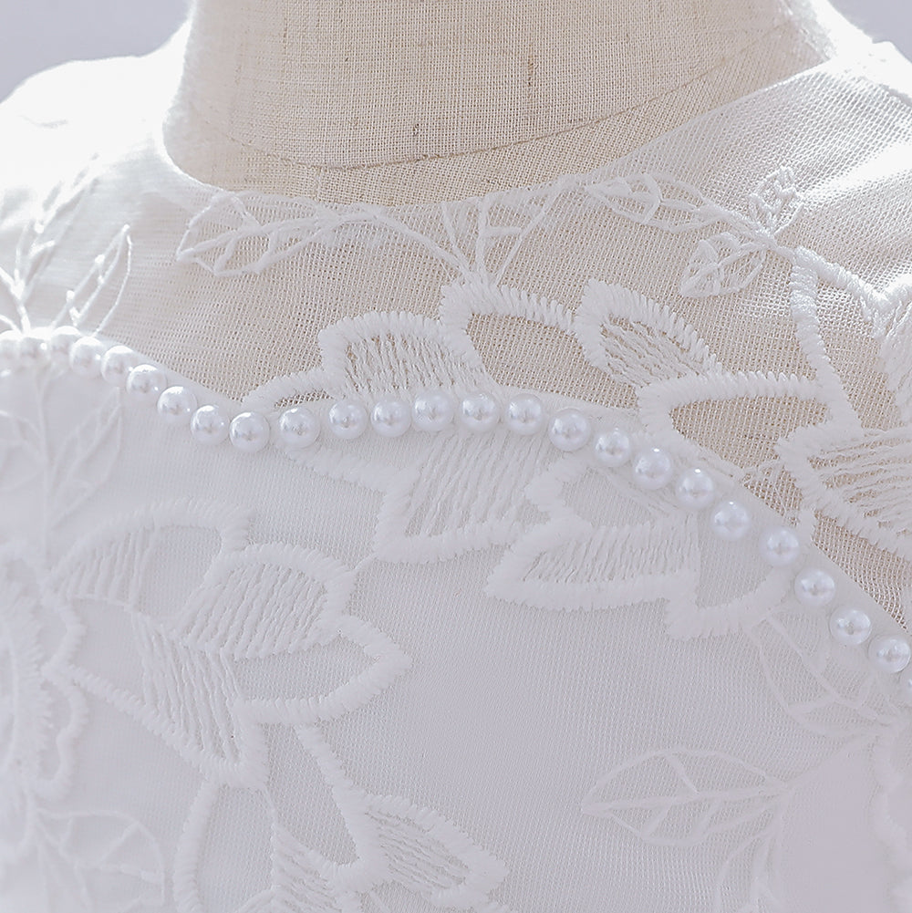White Applique Fit & Flare Dress