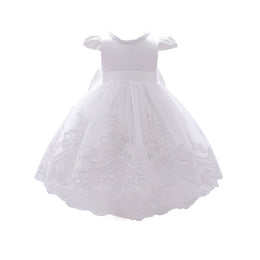 White Embellished Cap Sleeves Applique Detail Fit & Flare Maxi Dress