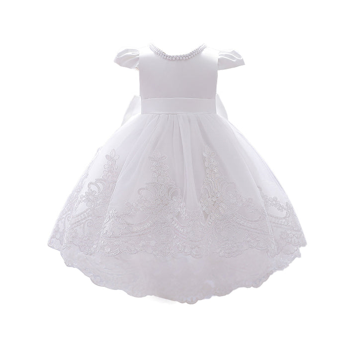 White Embellished Cap Sleeves Applique Detail Fit & Flare Maxi Dress