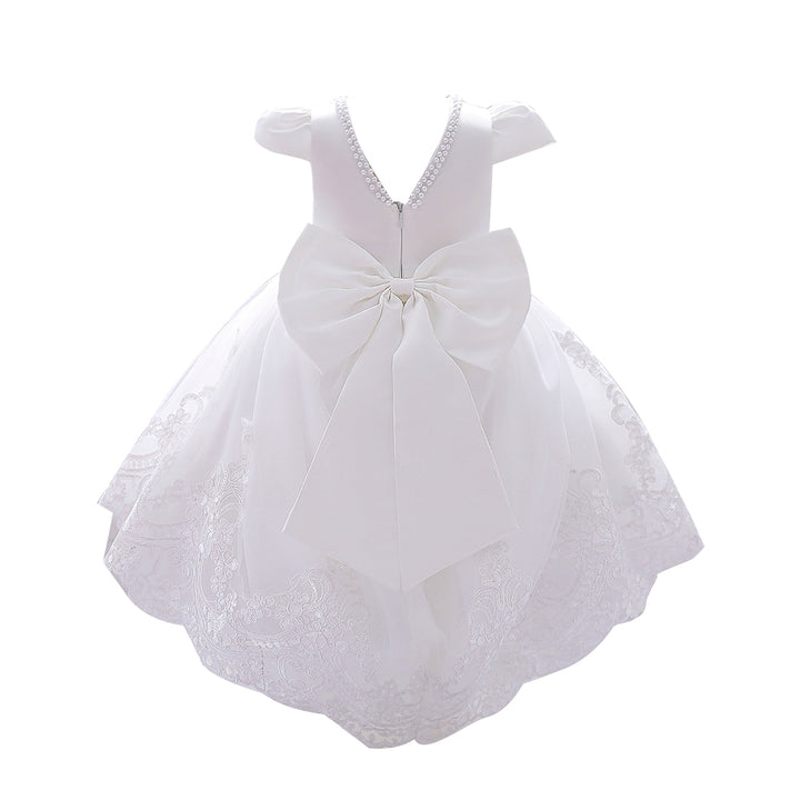 White Embellished Cap Sleeves Applique Detail Fit & Flare Maxi Dress
