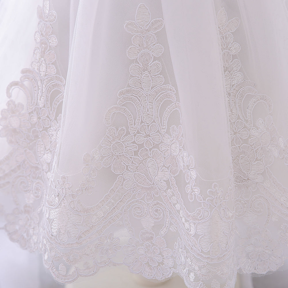 White Embellished Cap Sleeves Applique Detail Fit & Flare Maxi Dress
