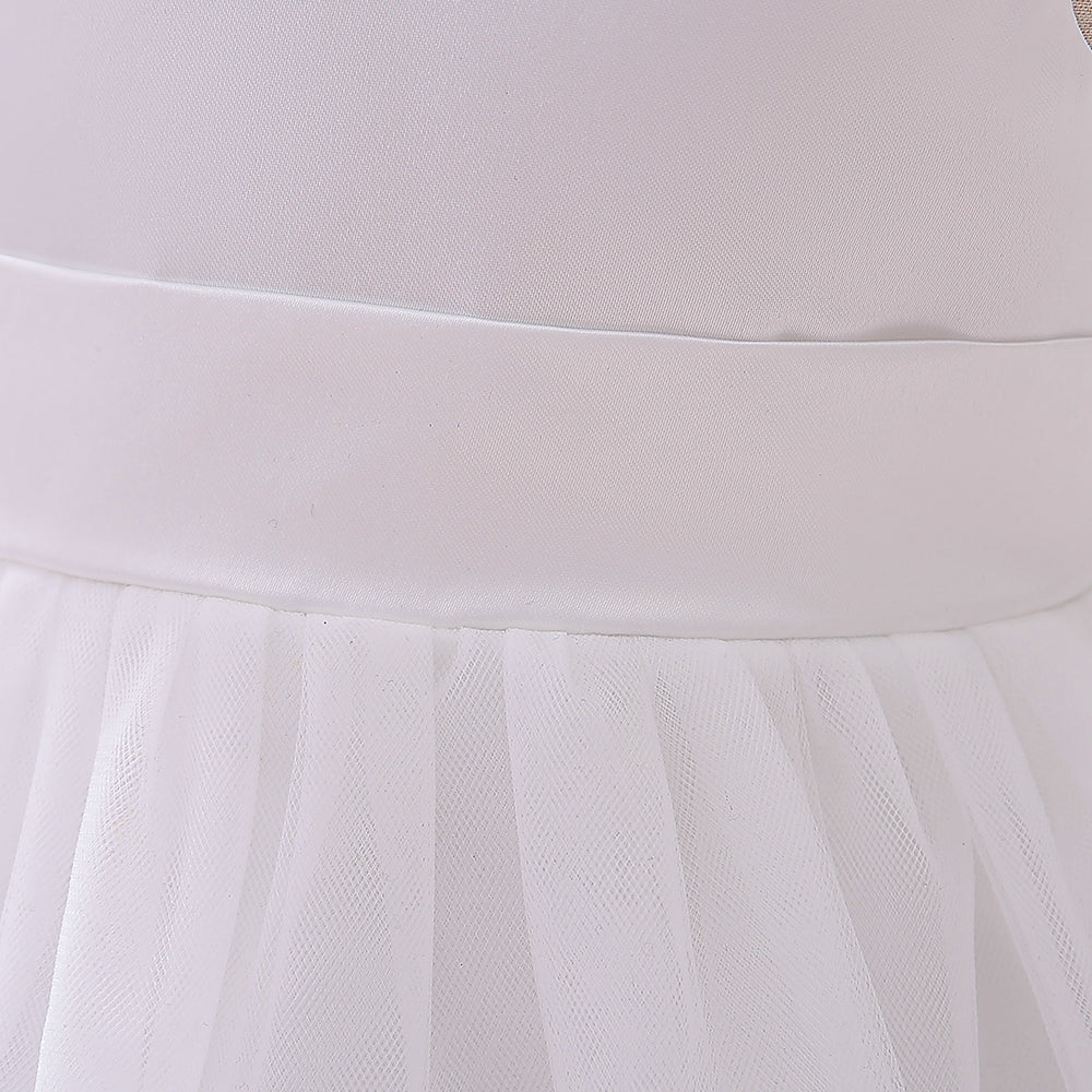 White Embellished Cap Sleeves Applique Detail Fit & Flare Maxi Dress