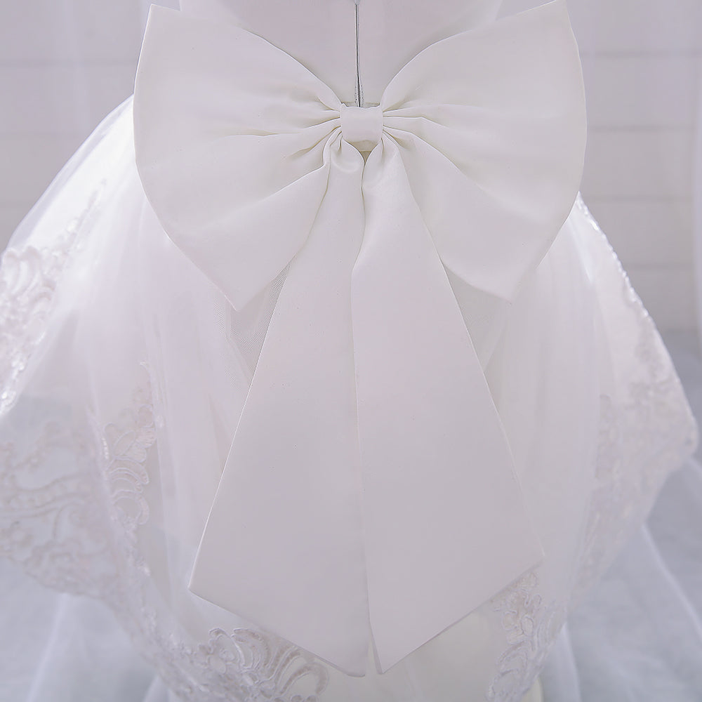 White Embellished Cap Sleeves Applique Detail Fit & Flare Maxi Dress