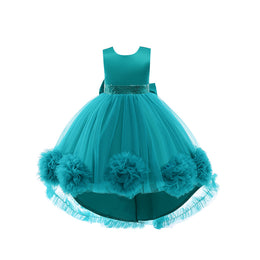 Green Girls Corsage Detailed Fit & Flare Dress