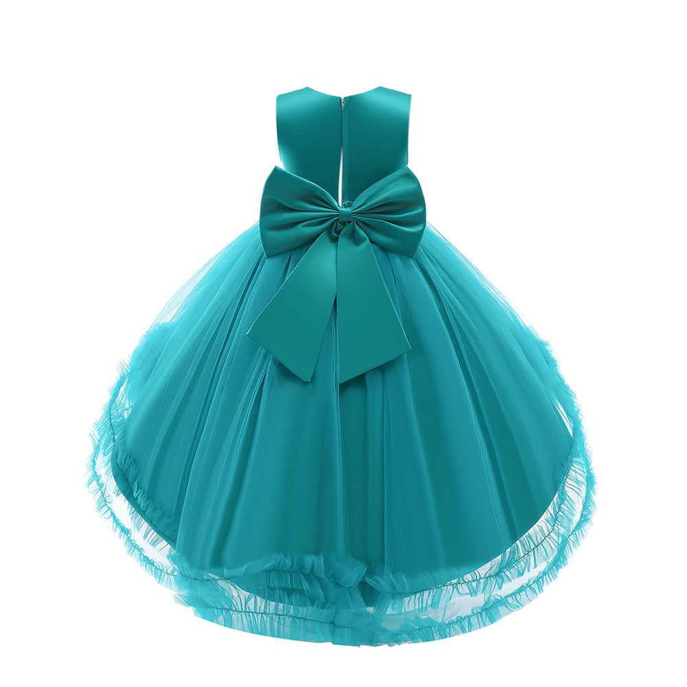 Green Girls Corsage Detailed Fit & Flare Dress
