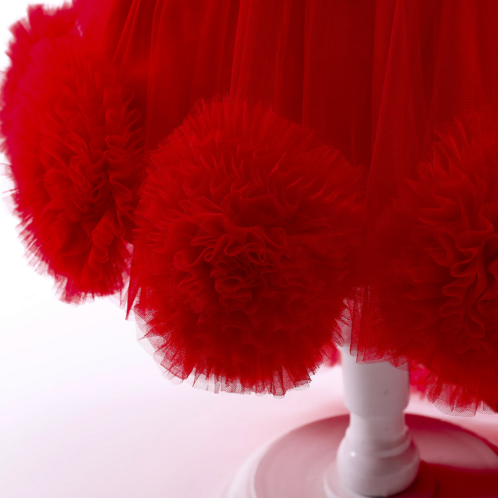 Red Round Neck Sleeveless Balloon Maxi Dress