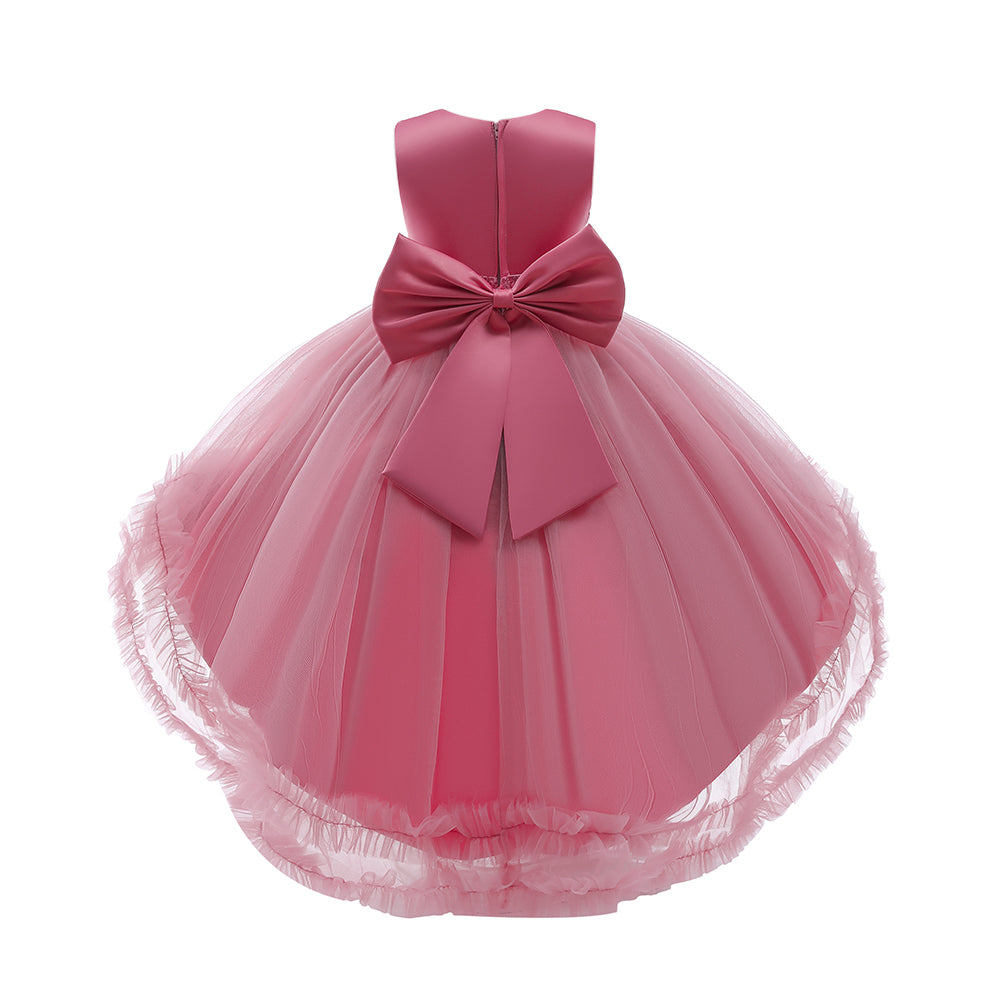 Girls Pink Corsage Detail Net Gown Dress