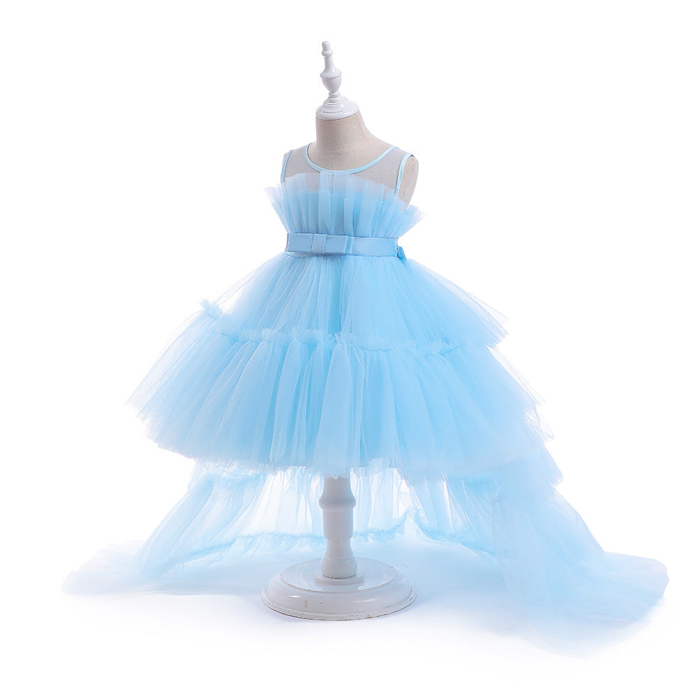 Girls Self Design Strapless Net Balloon Maxi Dress