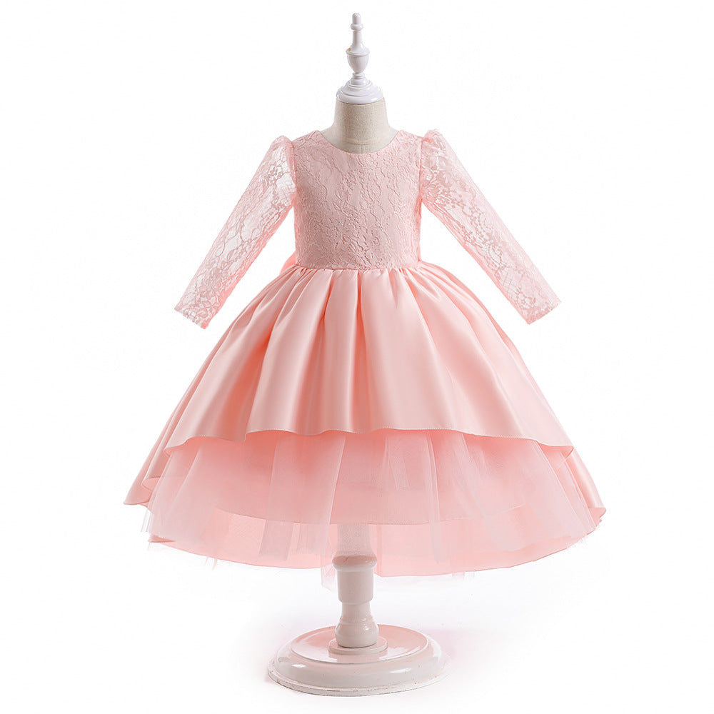 Girls Pink Floral Self Design Fit & Flare Midi Dress
