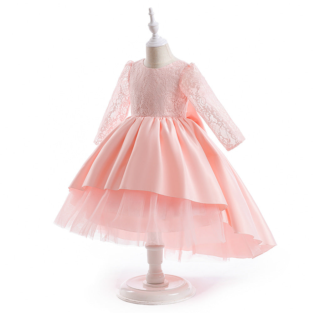 Girls Pink Floral Self Design Fit & Flare Midi Dress