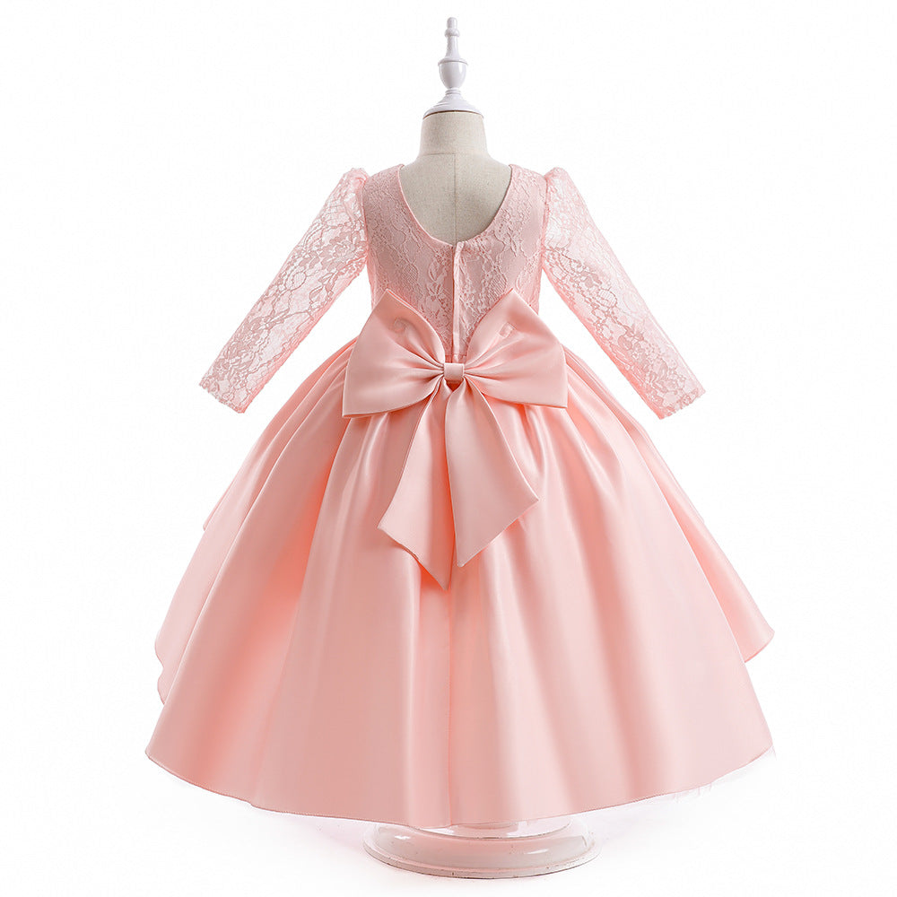Girls Pink Floral Self Design Fit & Flare Midi Dress