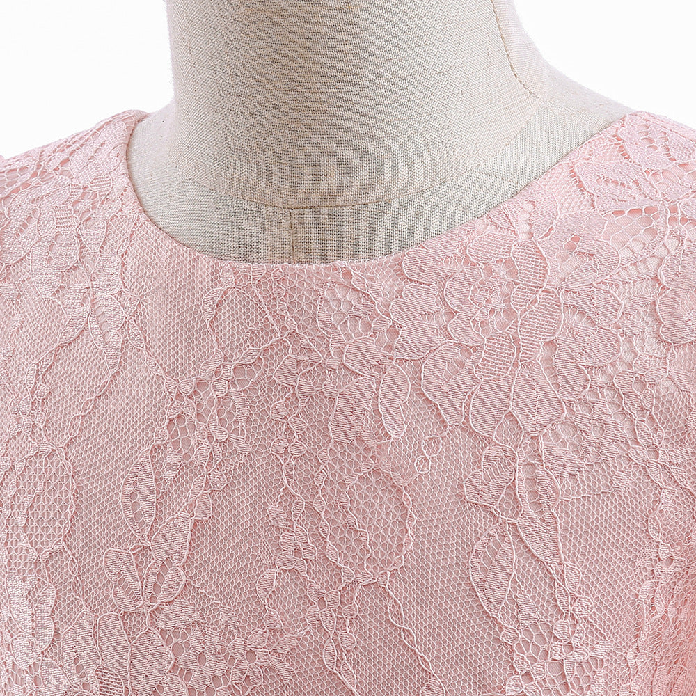 Girls Pink Floral Self Design Fit & Flare Midi Dress