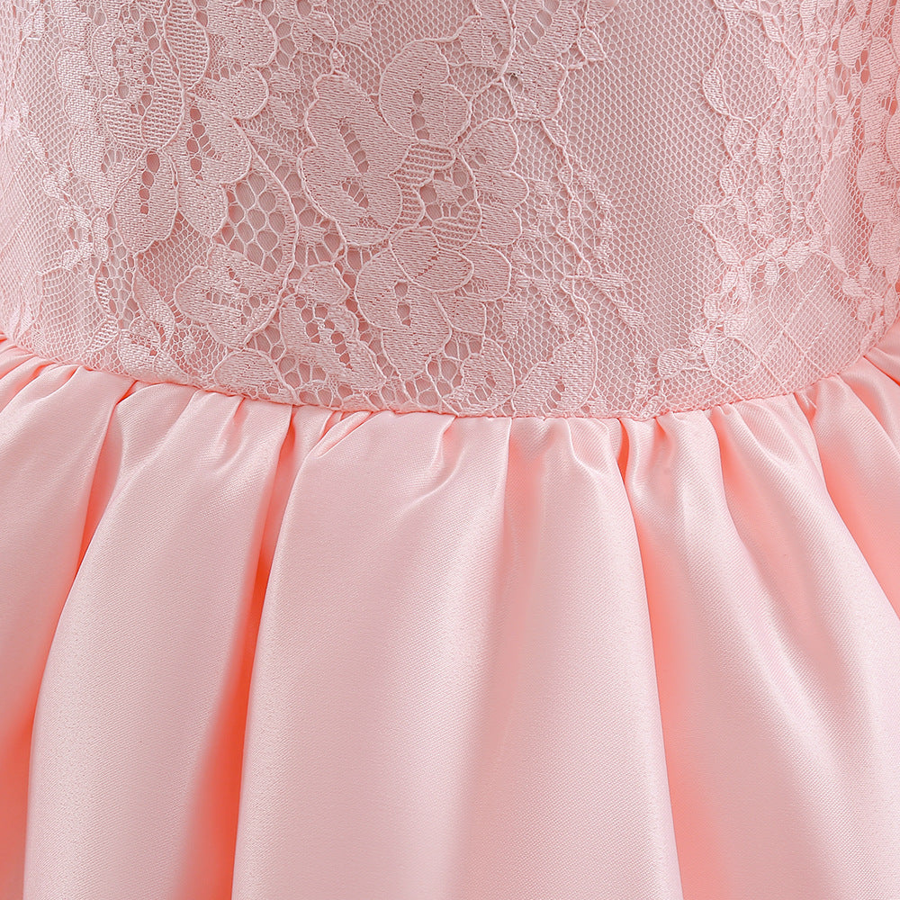 Girls Pink Floral Self Design Fit & Flare Midi Dress