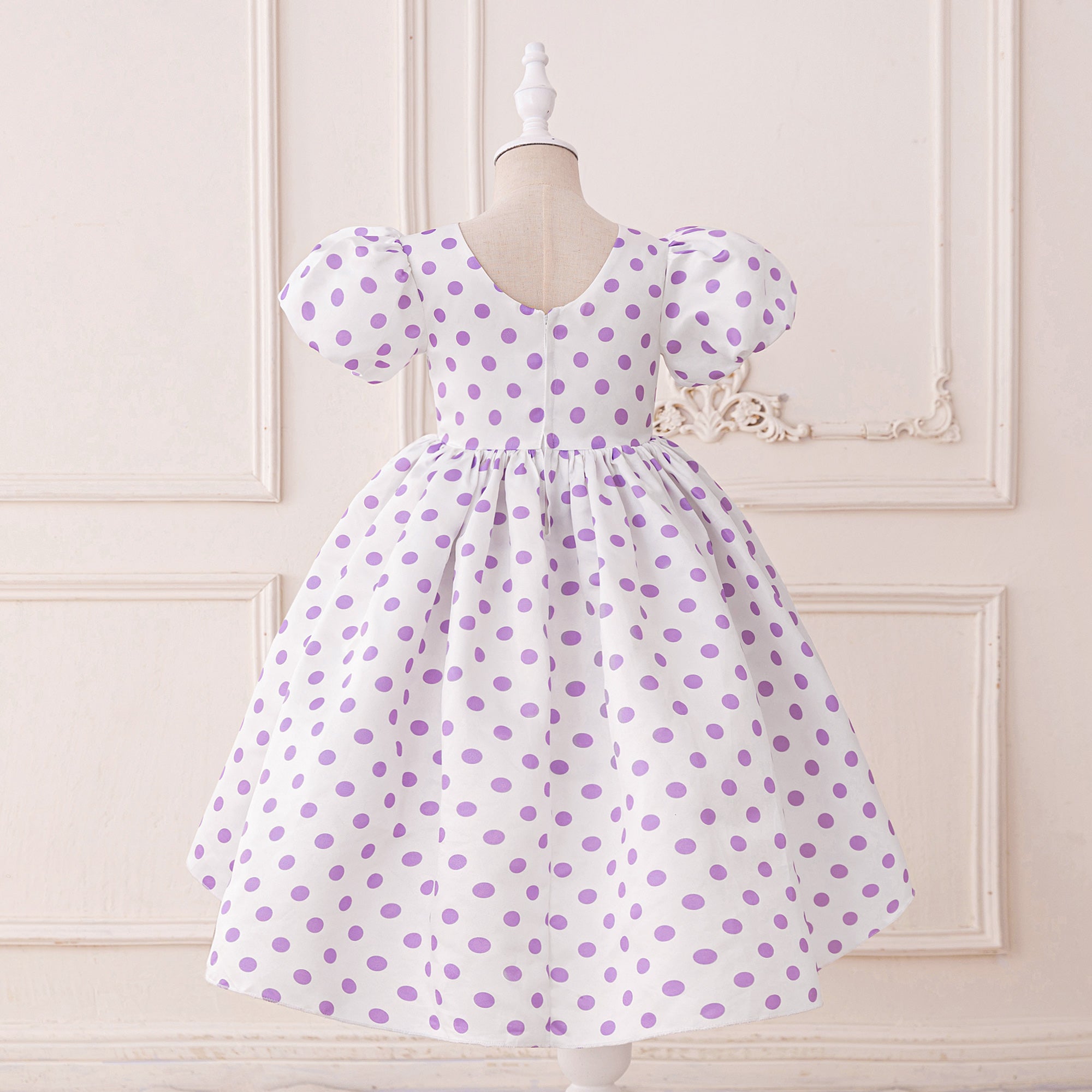 Girls Polka Dot Print A-Line Midi Dress