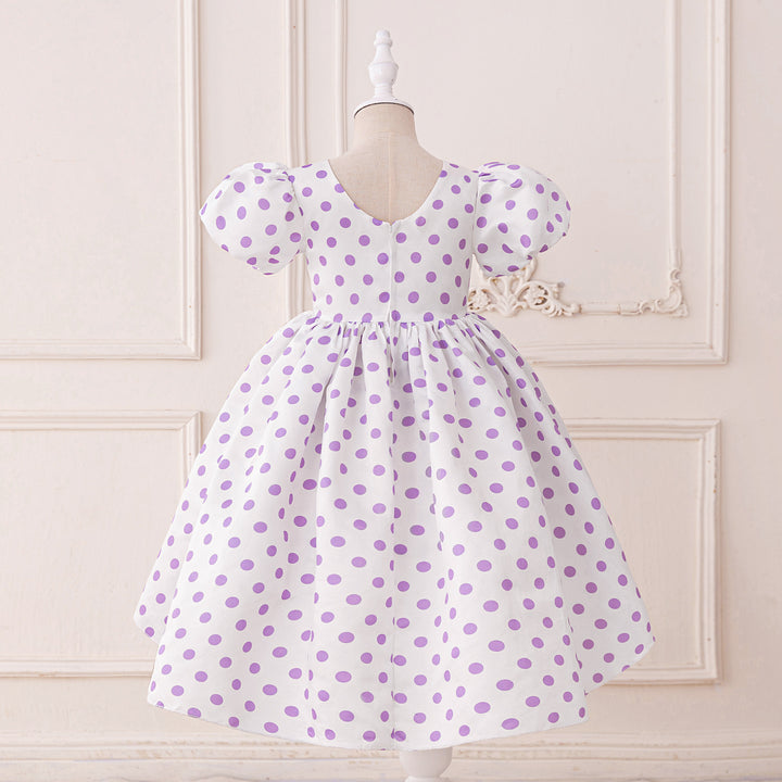 Girls Polka Dot Print A-Line Midi Dress