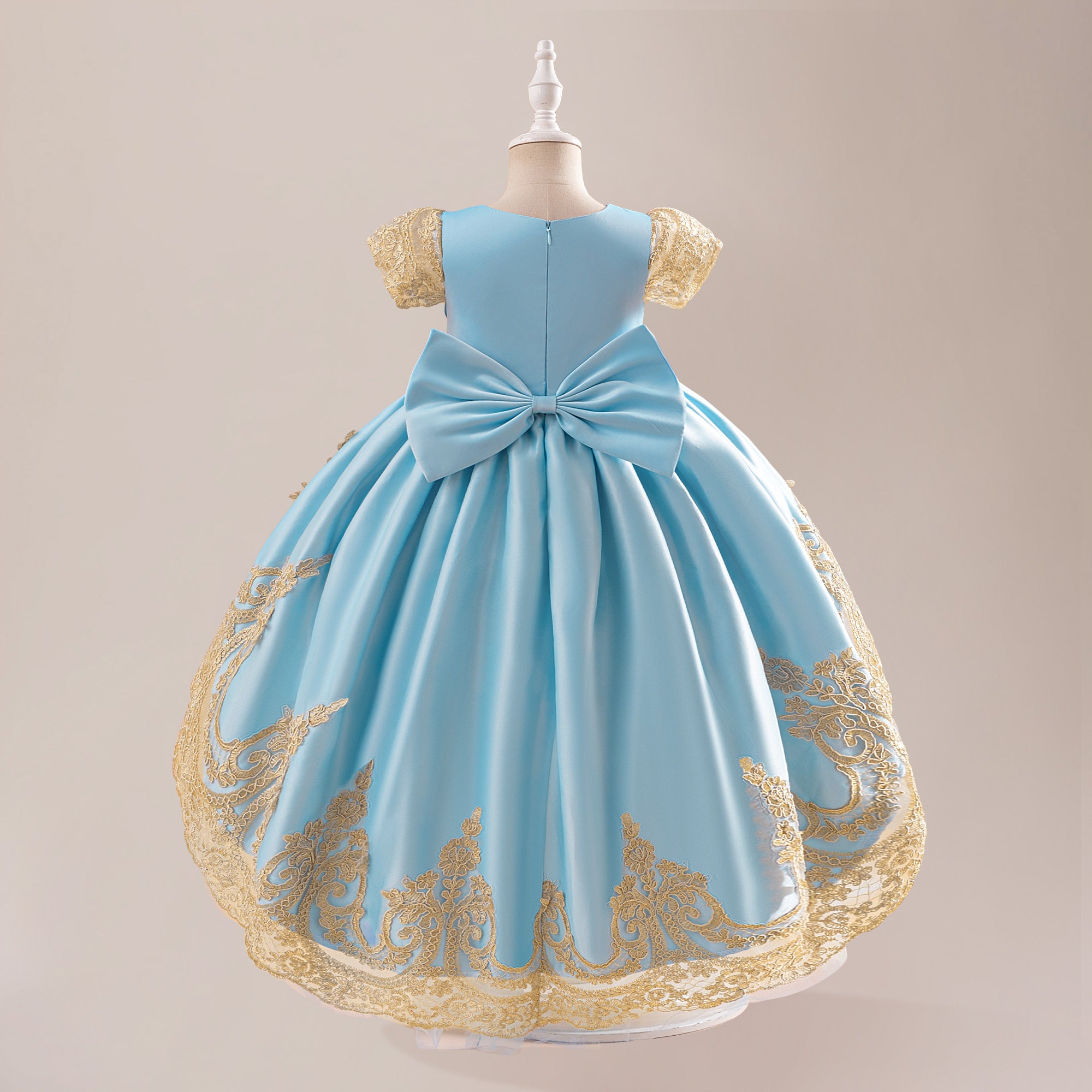 Girls Embroidered Fit and Flare High-Low Dress