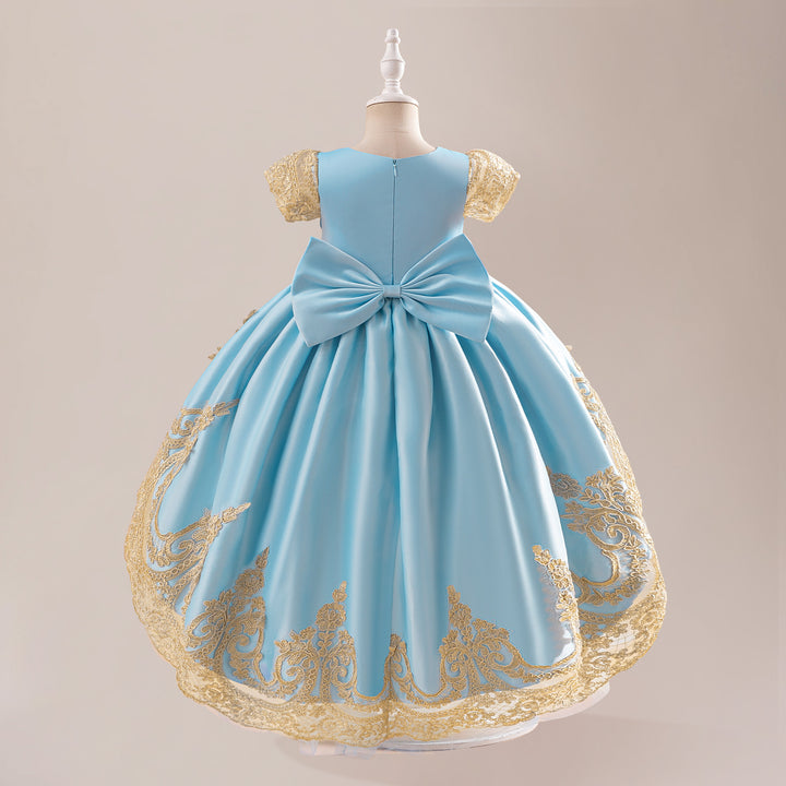 Girls Embroidered Fit and Flare High-Low Dress