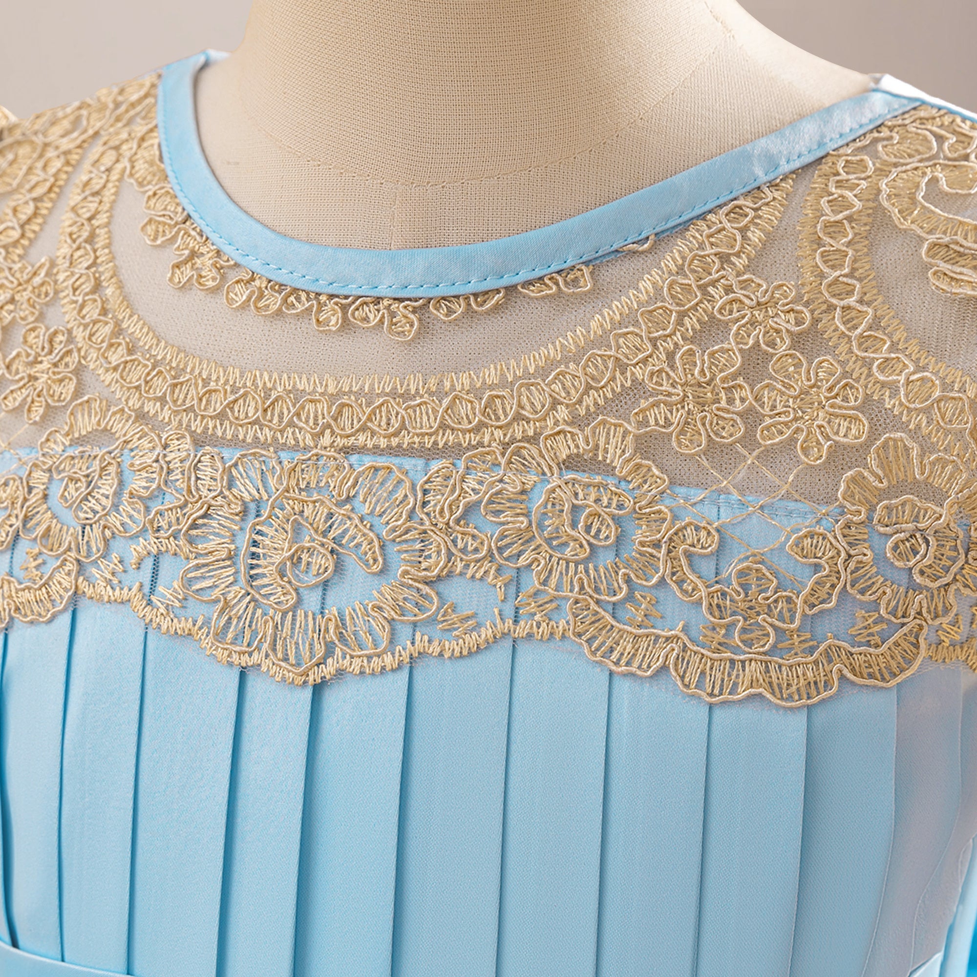 Girls Embroidered Fit and Flare High-Low Dress