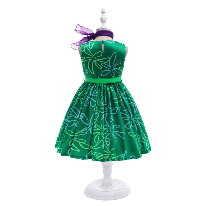 Girls Floral Printed Fit and Flare Dress Comes with a belt