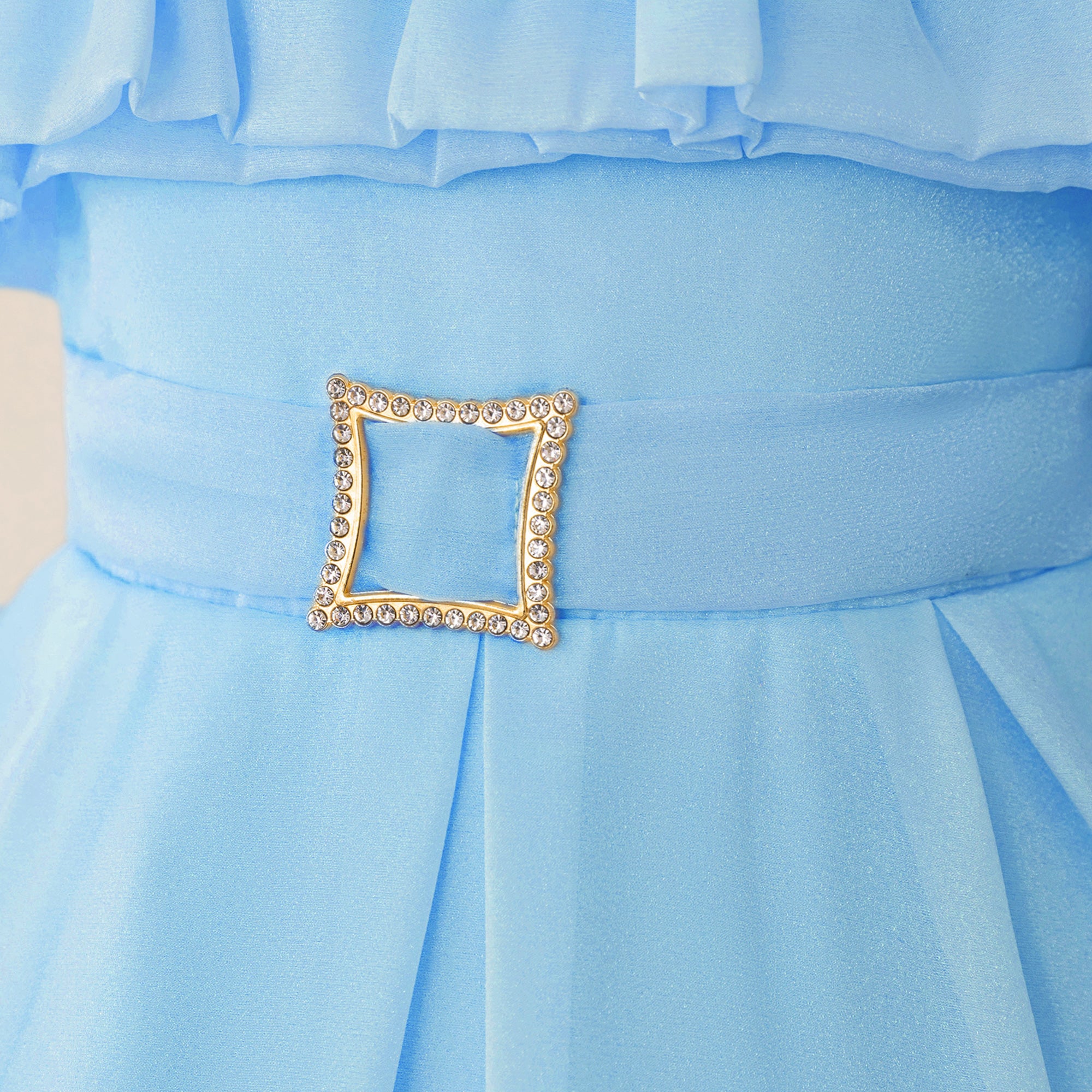 Girls Solid Embellished Cold-Shoulder Sleeves A-Line Midi Dress
