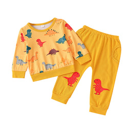 Boys Yellow Printed T-shirt With Pyjamas