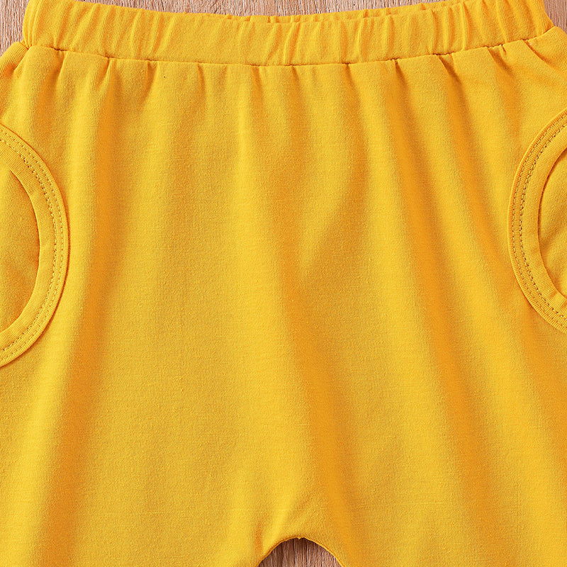 Boys Yellow Printed T-shirt With Pyjamas