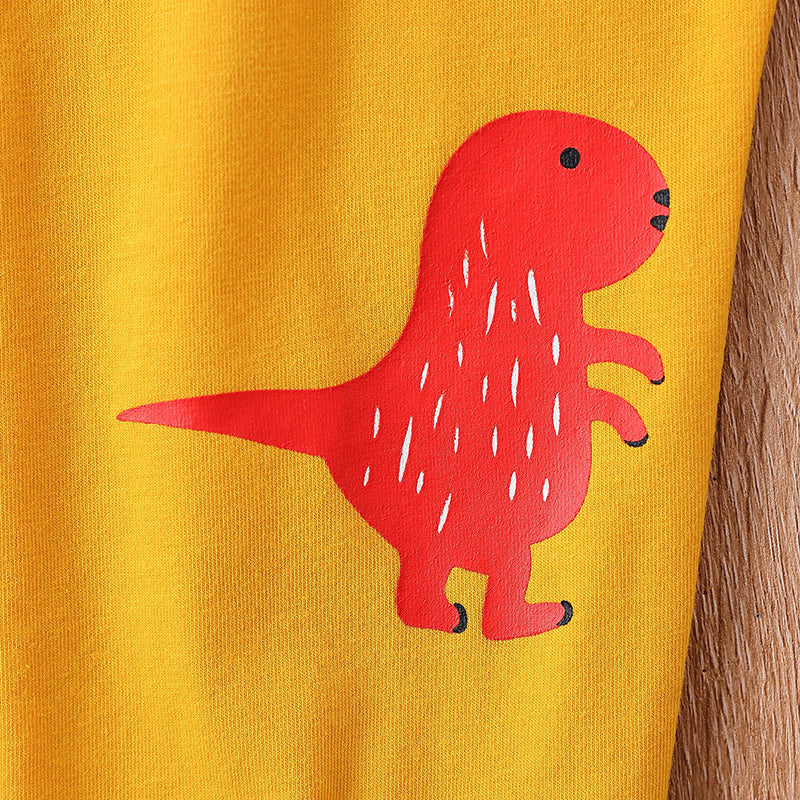 Boys Yellow Printed T-shirt With Pyjamas
