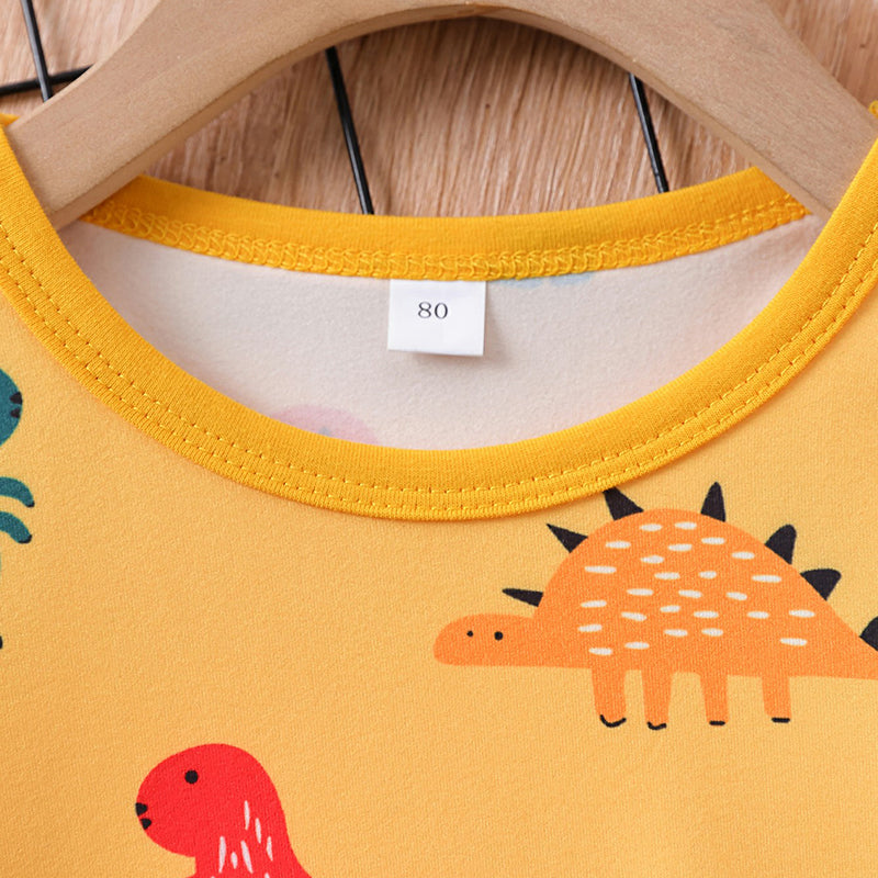 Boys Yellow Printed T-shirt With Pyjamas