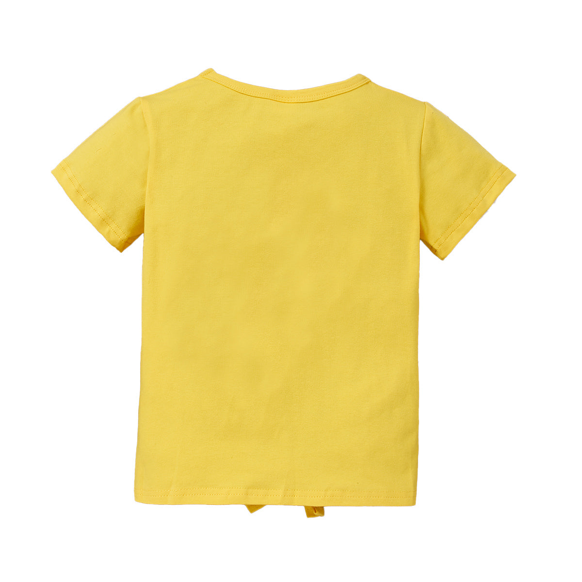 Girls Yellow Conversational Printed Round Neck Cotton Casual T-shirt